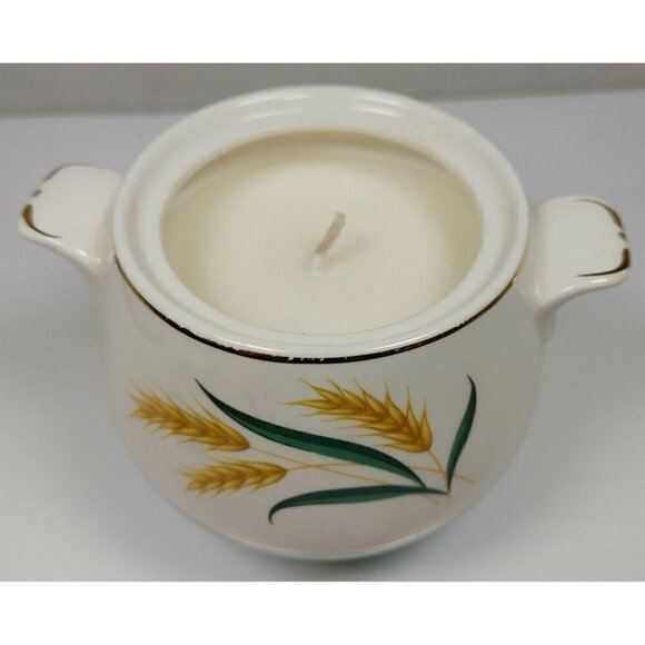 Vintage Blue Viking Wheat Gold Trim Ceramic Sugar Bowl Candle Holder With Lid - Picture 2 of 9
